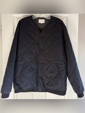 STILL BY HAND Navy Blue Quilted Button Up Jacket Made in Japan 4 Large L